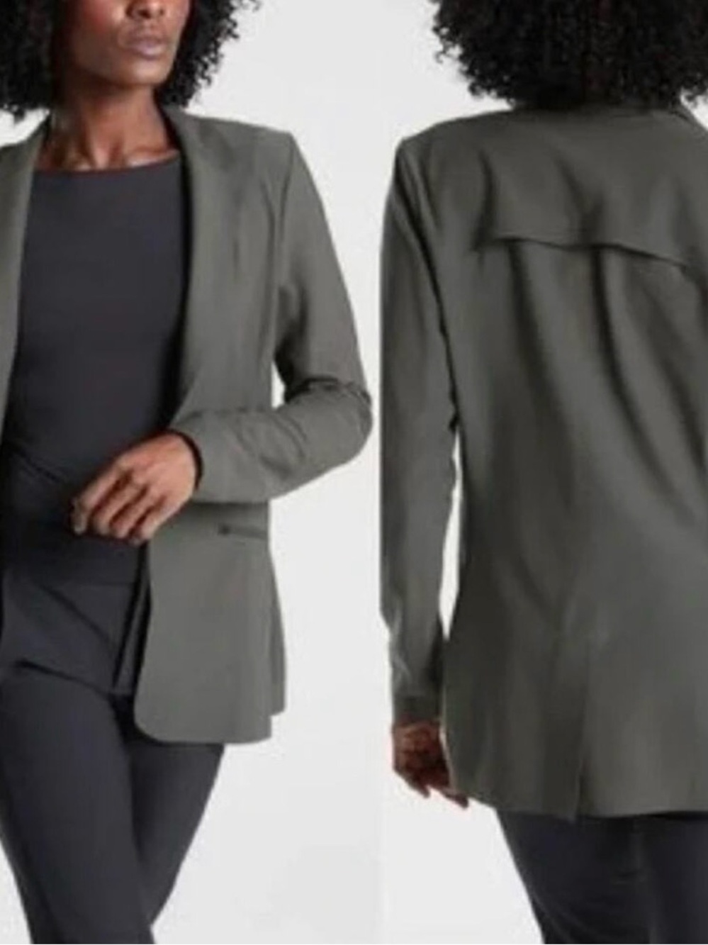 Athleta Taupe Single-Button Blazer Jacket